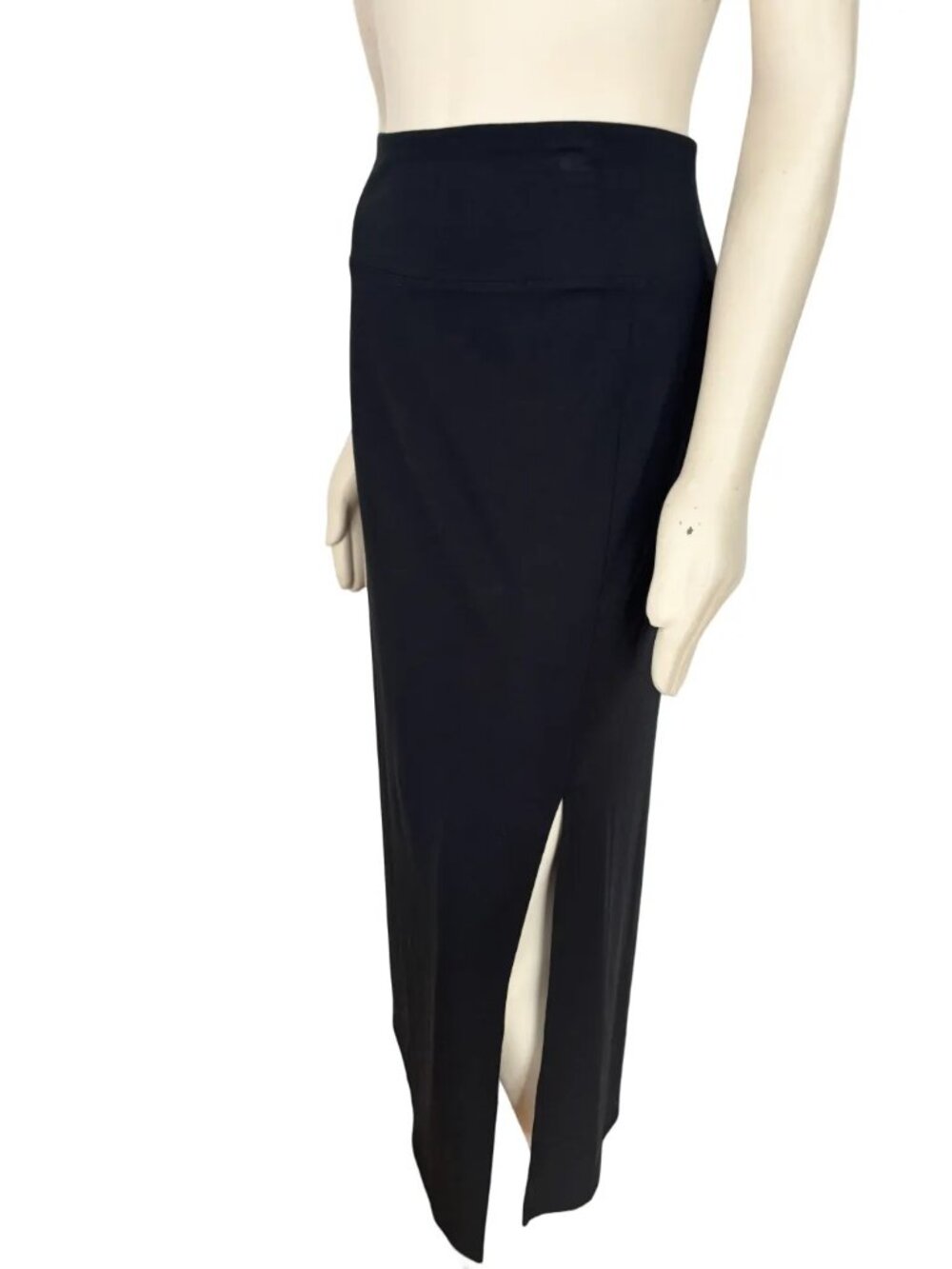 NWT J.JILL Wearever Collection Smooth Fit Front Slit Pull On Maxi Skirt BLK SZ L